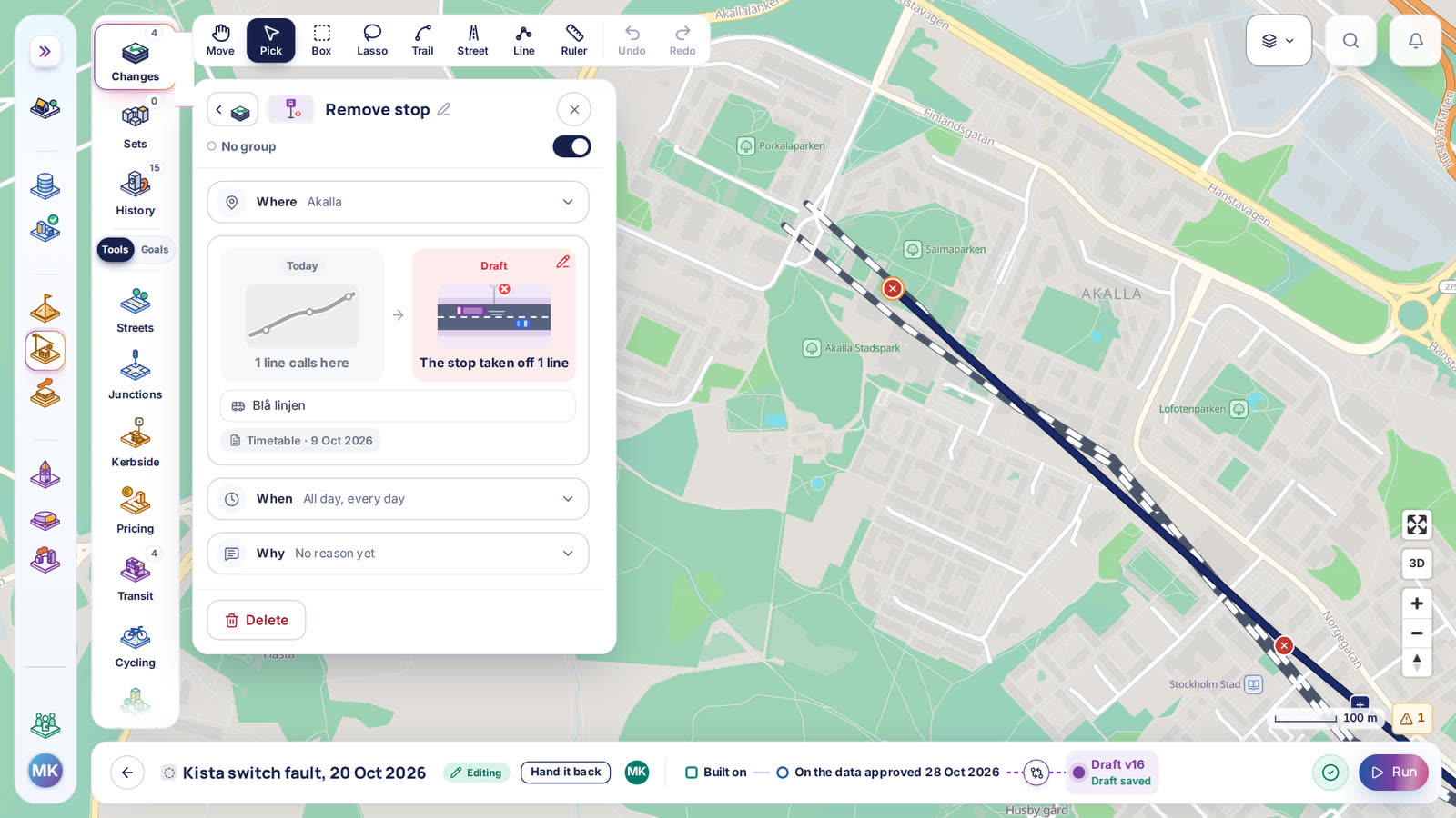 Husby and Akalla taken off metro line 11 in the scenario editor, so the line ends at Kista